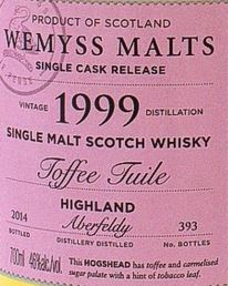 Aberfeldy 1999 'Toffee Tuile' (Wemyss Malt)