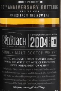 BenRiach 10th Anniversary Bottling Label NEW