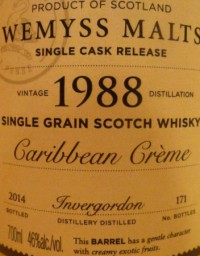 Carribean Creme 1988 (Wemyss) Label