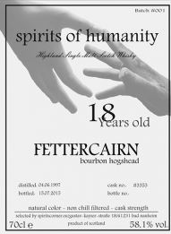 Fettercairn 1997-2015 Spirits of Humanity Batch 1 (for Spiritscorner) Label NEW
