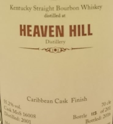 Heaven Hill 2001 Caribbean Cask Finish (MoS) Label 3