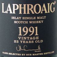 Laphroaig 1991 23 Years Old Label NEW