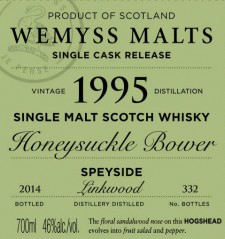 Linkwood 1996 'Honeysuckle Bower' (Wemyss Malt) Label