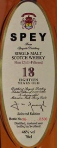 SPEY 18 Years Old Label 2