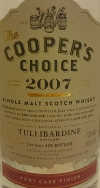 Tullibardine 2007 (Cooper's Choice) Label